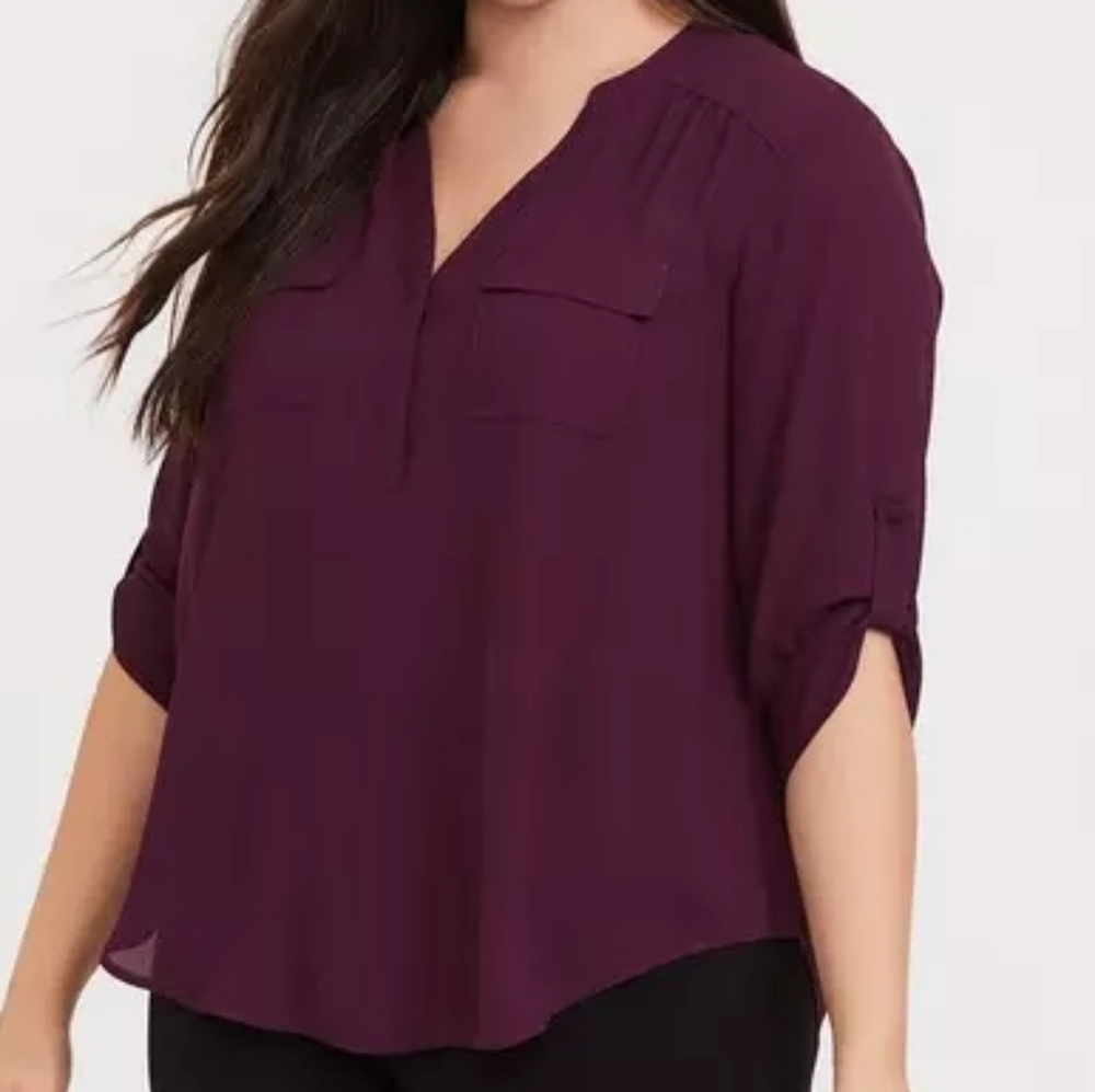 Size 00 Torrid Rich Burgundy Blouse